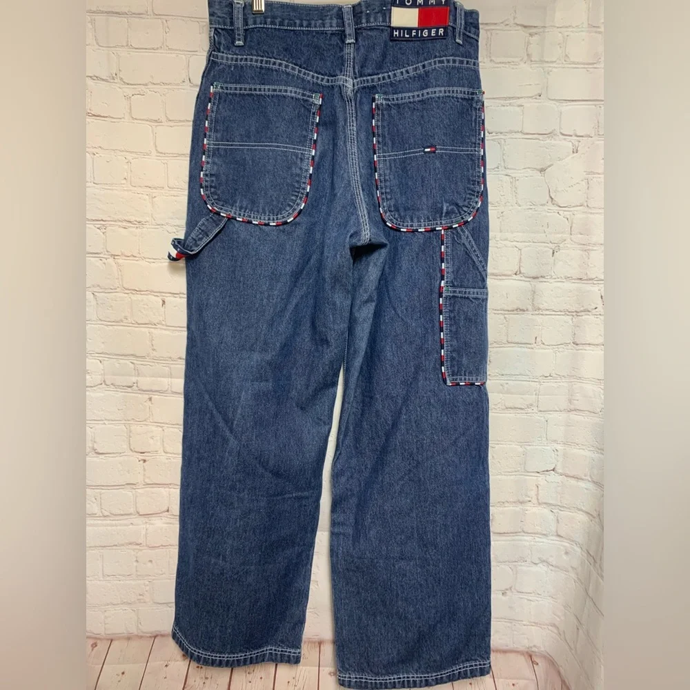 Vintage Tommy Hilfiger Relaxed Fit Wide Leg Carpenter Jeans Size 7 30” - Picture 1 of 7